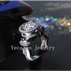 Vecalon Luxury Engagement Wedding Band ring for men 3ct Simulated diamond 220pcs Small Cz 925 Sterling Silver Male Party ring