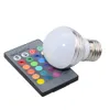 LED 3W RGB 글로브 전구 16 색 RGB 전구 알루미늄 85-265V 무선 원격 제어 E27 디 밍이 가능한 RGB 빛의 색상 변경 LED 전구