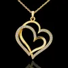 Hot sale brand new 24k 18k yellow gold heart Pendant Necklaces jewelry GN584 hot sale Free shipping fashion gemstone crystal necklac