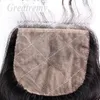 4pcs / lot raide de cheveux br￩siliens trame Ajouter la fermeture de base de la soie remy hairbundles 4x4 fermetures en dentelle avec les cheveux de b￩b￩ greatremy