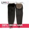Brazilian Straight Virgin Human Hair Lace Closures Free Middle 3 Part Peruvian Malaysian Indian Cambodian Mongolian Hair Top Closure 4x4Size