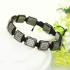 1pcs Högkvalitativa Mens Armband Micro Paved CZ Pärlor Square Macrame Braiding Armband Party Smycken Presentförsäljning