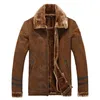 Venta al por mayor- Uwback Chaqueta de cuero de gamuza con piel Hombres Piloto Chaquetas de cuero Hombres Invierno Cálido Grueso Pilotos Abrigos Para hombre Cazadora suelta CAA313