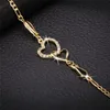 Bijoux 18K plaqué or jaune CZ Double coeurs chaîne de cheville bracelet pour filles fête de mariage