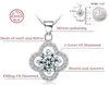 YHAMNI Fine Jewelry Solid Silver Necklace Clover Shape Set 1 ct SONA CZ Diamond Pendant Necklace For Women Wedding Jewelry 4Y2114