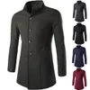 Herren Trenchcoat Mantel Lange Jacke Einreiher Solide Slim Fit Herren Wolle Langer Trenchcoat Stehkragen Lässiger Trenchcoat Für Männer J161021