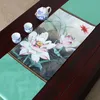Extra Long 120 inch Elegant Lotus Table Runner Luxury Table Mats High Quality Chinese style Silk Brocade Dining Room Table Cloth 300x33 cm