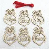 Christmas letter wood Heart Bubble pattern Ornament Christmas Tree Decorations Home Festival Ornaments Hanging Gift, 6 pc per bag OP286