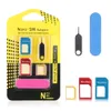 Kits de herramientas de estuche de almacenamiento con adaptador de tarjeta Mini SIM Universal 5 en 1 para lector de tarjetas de memoria TF de tarjeta Nano Micro SIM