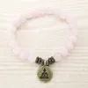 SN1107 Orijinal Gül Kuvars Bilezik Antika Pirinç Om Buddha Lotus Charm Bilezik Hediyesi HER256H