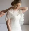 Elegant Fall Bridal Wraps Scoop Sleeveless Wedding Cape Lace Applique Beads Tulle Plus Size Bolero Jackets