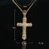 Colares de pingente de prata hip hop charme pingente completo gelo fora cz simulado diamantes católico crucifixo pingente colar com longa corrente cubana4545290