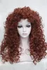 gratis frakt charmig vacker ny varm sälja sexig lockig 24 "Long Fox Red Syntetic Hair Loose Curls Full Wig