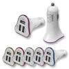 3 Ports USB Car Charger New Design Elegant White Body Colorful Frame 2.1A Fast Charging Car Charger For Samsung S8plus S8 HTC LG Free DHL