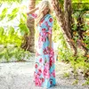 2017 Abito lungo da donna con stampa floreale Abito lungo da donna con scollo a V con stampa floreale Maxi abiti Boho Abiti lunghi da spiaggia sexy