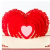 Gratis verzending handgemaakte pop-up wenskaarten dank u kaarten verjaardag kaart decoraties creatieve stereoscopische 3D liefde valentine wenskaart