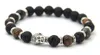 Lava Stone Boncuklar Buda Erkek Bilezikler Altın Şerit ve Bronez Buddha Black Yoga Bilezik Unisex2226