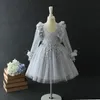 Fleur Filles Robe Dentelle broderie florale Enfants princesse robe de soirée pétale stéréo tulle Enfants Robe De Bal Sweet Girls Tutu Robe C2177