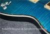 Personalizado 24 Estoque Privado Santana Blue Tiger Flame Maple 25º Aniversário Guitarra Elétrica Ebony Fingerboard Abalone Binding Birds 9816712
