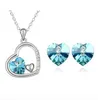 Oostenrijkse kristal hart charme liefde sieraden sets ketting oorbellen 925 verzilverde diamant hart sieraden set