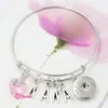 Nyankomst Utbytbar Rosa Kristallhjärta Initial Letter Love NANA Wire Expandbar 18 mm Snaps Armband Armband för Valentine