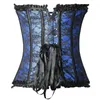 Wholesale Big Plus Size Corset Outfit Black Lacy Flowers Corset Top with Layered Black Flock Skirt Dance Corselet Top Black Blue Red Pink