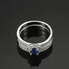 Yhamni Original Natural 100 925 Silver Rings for Women Set Top 1 CT 6mm Blue Gem CZ Diamond Wedding Jewelry Fine R00799161241925587