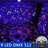 Högkvalitativ 9 färg LED-scen Ljuskristall Magic Ball Effect Light DMX 512 Control Pannel Disco DJ Party Stage Lighting