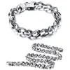 2016 Nieuwe Overdreven roestvrijstalen Hoog gepolijst Twisted Chains Ketting Armband 2 Stks Sieraden Set Mannen Punk Bangle Fashion Joyas