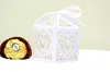 100 sztuk Laser Cut Hollow Heart Flower Candy Box Box Chocolates Pudełka ze wstążką do Wesele Party Baby Shower Favor Prezent