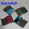 مجموعة حاويات جرة السيليكون مع 1PCS TIN BOX 2PCS 5ML حاويات DAB SILICONE SILICONE لجرار الشمع DABS وأداة الفضة dabber