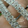 Joias de casamento 2 fileiras ss16 cristal transparente strass guarnições corrente estreita prata 10 jardas8383555