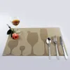 JANKNG 4 Pcs/Lot PVC Placemat Dining Table Mats Western Bottle Design Bar Mat Kitchen Dining Bowl Plate Pad Table Decoration