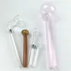 Pack of 5 Thick Glass Oil Burner Pipe with 185mm 150mm 100mm 60mm Mix Color Pyrex Hand Pipe Oil Burner Bubbler for Smoking