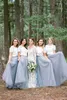 Длина пола 5 слоев Tulle Bridesmaid платья синяя юбка для свадьбы вечеринка Giowns торги без блузки