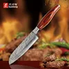 Couteau Santoku tranchant de 5 pouces, couteau Chef039s, outils en acier damas, couteau à légumes japonais, manche en bois de couleur avancée, couteau de cuisine2103723309