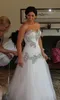 Lyx 2016 Tyll Sweetheart Sjöjungfru Bröllopsklänningar Pnina Tornai Billiga pärlor Kristall långa brudklänningar Custom Made Kina EN70514