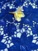 5 ياردة / pc أعلى بيع الملكي الأزرق التطريز الأفريقي جبر أقمشة الدانتيل مع زهرة المواد القابلة للذوبان للحزب خلع الملابس QW18-4