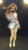 Silver Sequins Rhinestones sexy female costumes Bright crystals diamond singer nightclub bar show DJ dress performance star Runway dresses