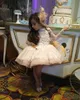 핑크 레이스 긴 소매 여자 미인 대회 드레스 수제 꽃 아플리케 공 가운 꽃 파는 여자 드레스 결혼식을위한 친교 드레스
