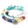 SN0183 Nowy projekt 108 Mala Koraliki Moda Yoga Bransoletka Aquamarine Chakra Lotus Charm Naszyjniki Darmowa Wysyłka