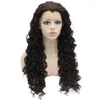 26inch Long Curly Dark Brown Heat Resistant Fiber Hair Natural Synthetic Lace Front Wig