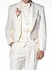 Custom Made Ivory Tailcoat Groom Tuxedos Notch Lapel Najlepszy człowiek Groomsmen Mężczyźni Garnitury Ślubne Oblubienia (Kurtka + Spodnie + Kamizelka + Krawat)