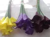 Gorąca Sprzedaż Sztuczne Kwiaty 9 Sztuk / partia Mini Purpurowy W Białym Calla Lily Bukiety Dla Bridal Wedding Bukiet Dekoracji Fake Flower