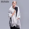 Mão de malha luxo real mink peles lenços xaile wrap wrap inverno outono genuíno lenço de vison para as mulheres