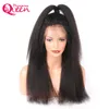 Kinky rak peruk full spets 100 jungfruliga mänskliga hår peruker för svarta kvinnor med babyhår italiensk yaki1358044