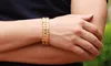 Fashion JEWELRY Luxury 24K Yellow Gold Plated Men's Chain Bracelet Wide Cuff Chunky Link Chain attractive accessory242Q