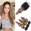 Malaysian 2Tone Ombre Human Hair Weaves with Lace Closure Loose Wave 1B/27 Honey Blonde Ombre 3Bundles with 4x4 Lace Front Closure