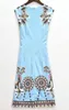 Vintage Print Women Sheath Dress Sleeveless Casual Dresses 084A695