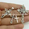 25st Mix Alloy Antik Silver Tone Faith Religiösa Kors Dangle Pendant Smycken